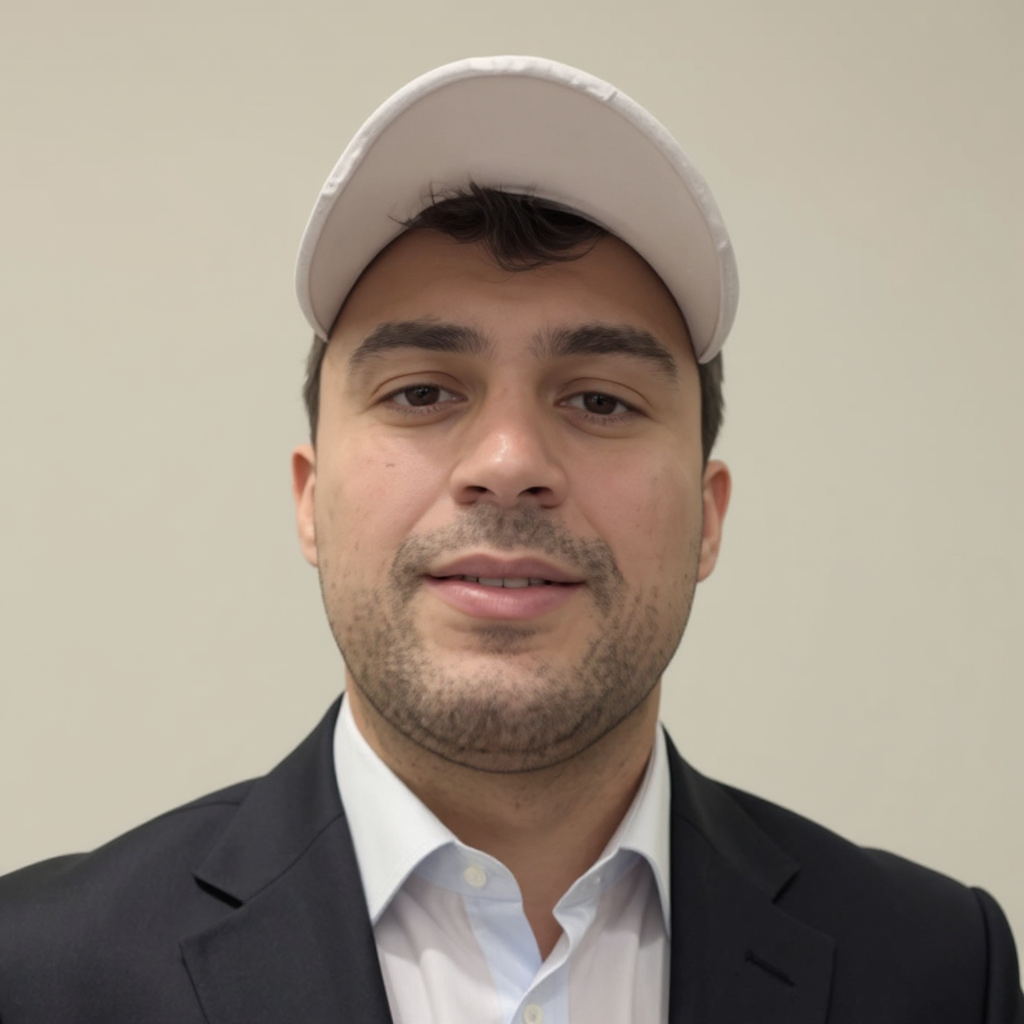 AI headshot sample with a neutral studio background